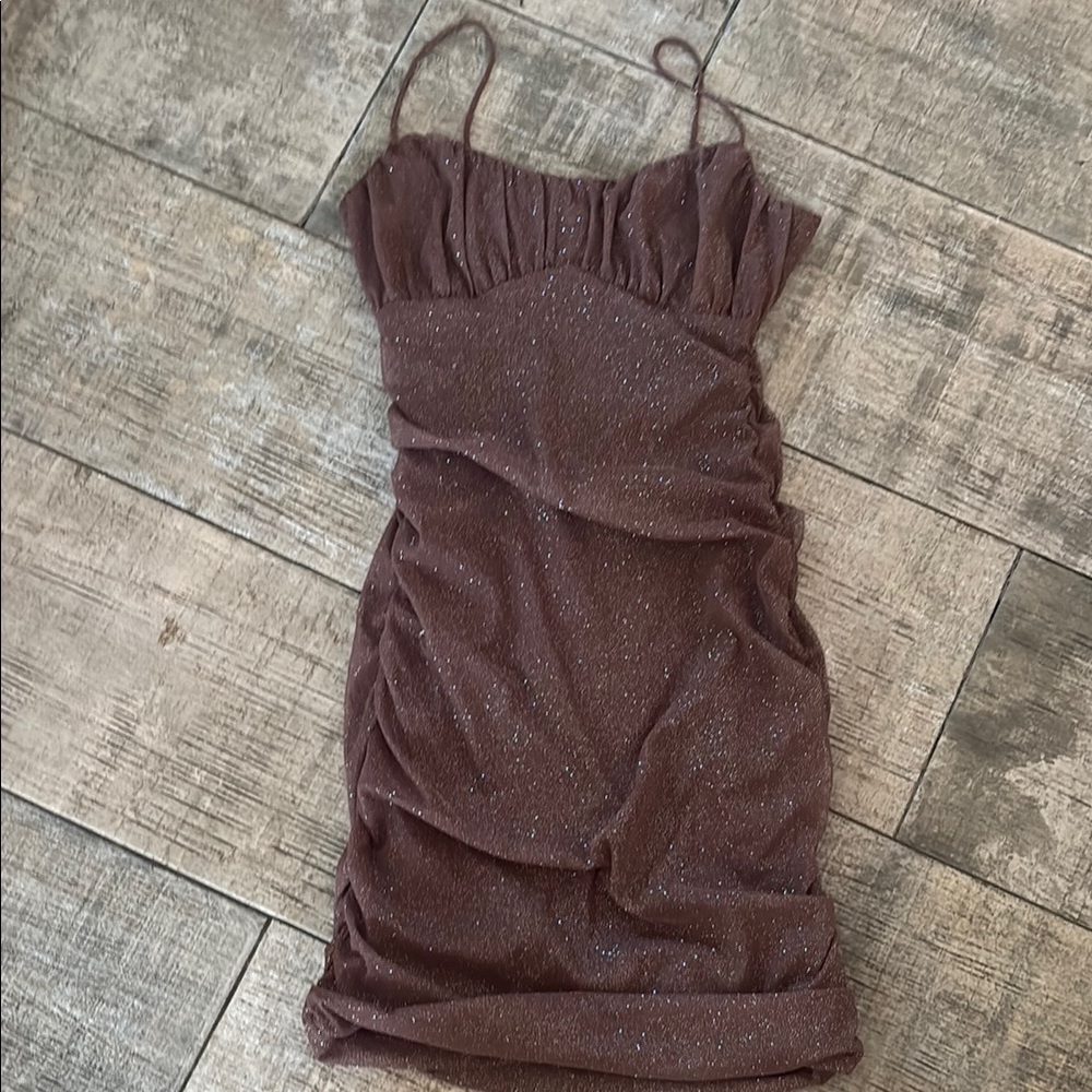 Elegant Brown Glitter Dress